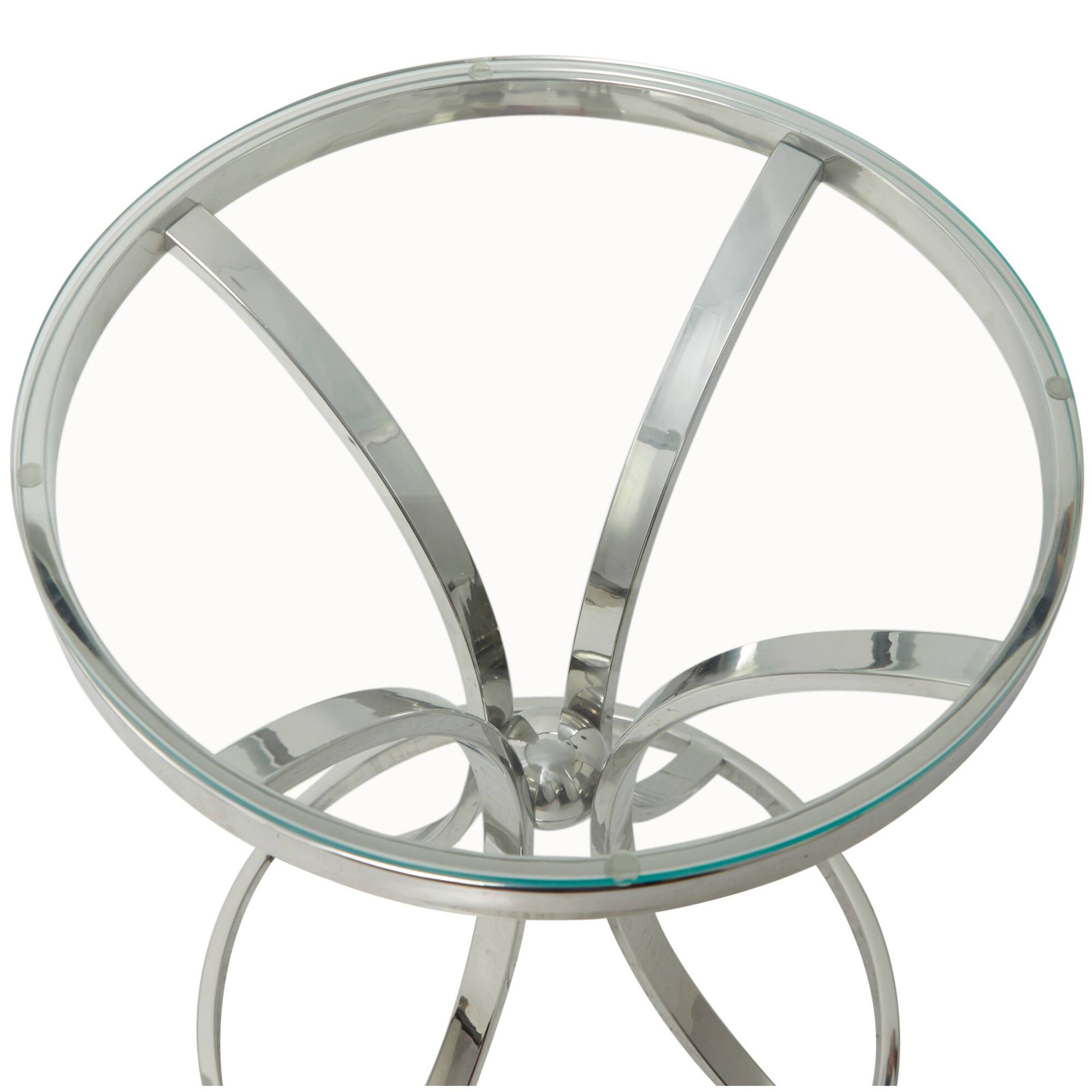 Silver Stainless Steel Contemporary Accent Table, 18" x 18" x 25"